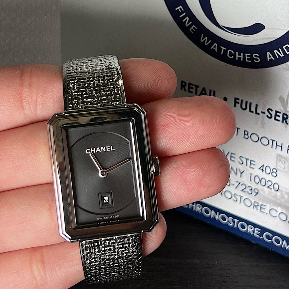 CHANEL BOYFRIEND TWEED MOTIF BLK